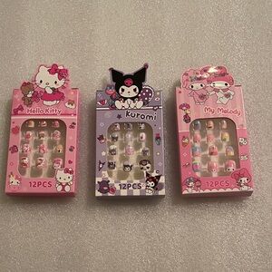 NIB HELLO KITTY AND FRIENDS FAUX NAILS FOR YOUNG GIRLS AND TEENS 3 SELECTIONS